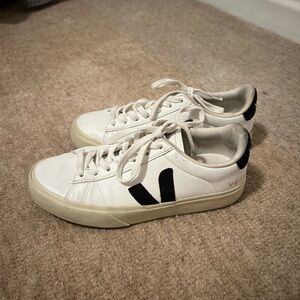 Veja White Sneakers with Black Detailing